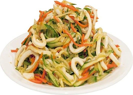 Салат из кальмара с овощами